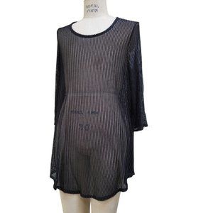 Jordan Taylor Black Sheer Swimsuit Cover Up 3/4 Sleeve